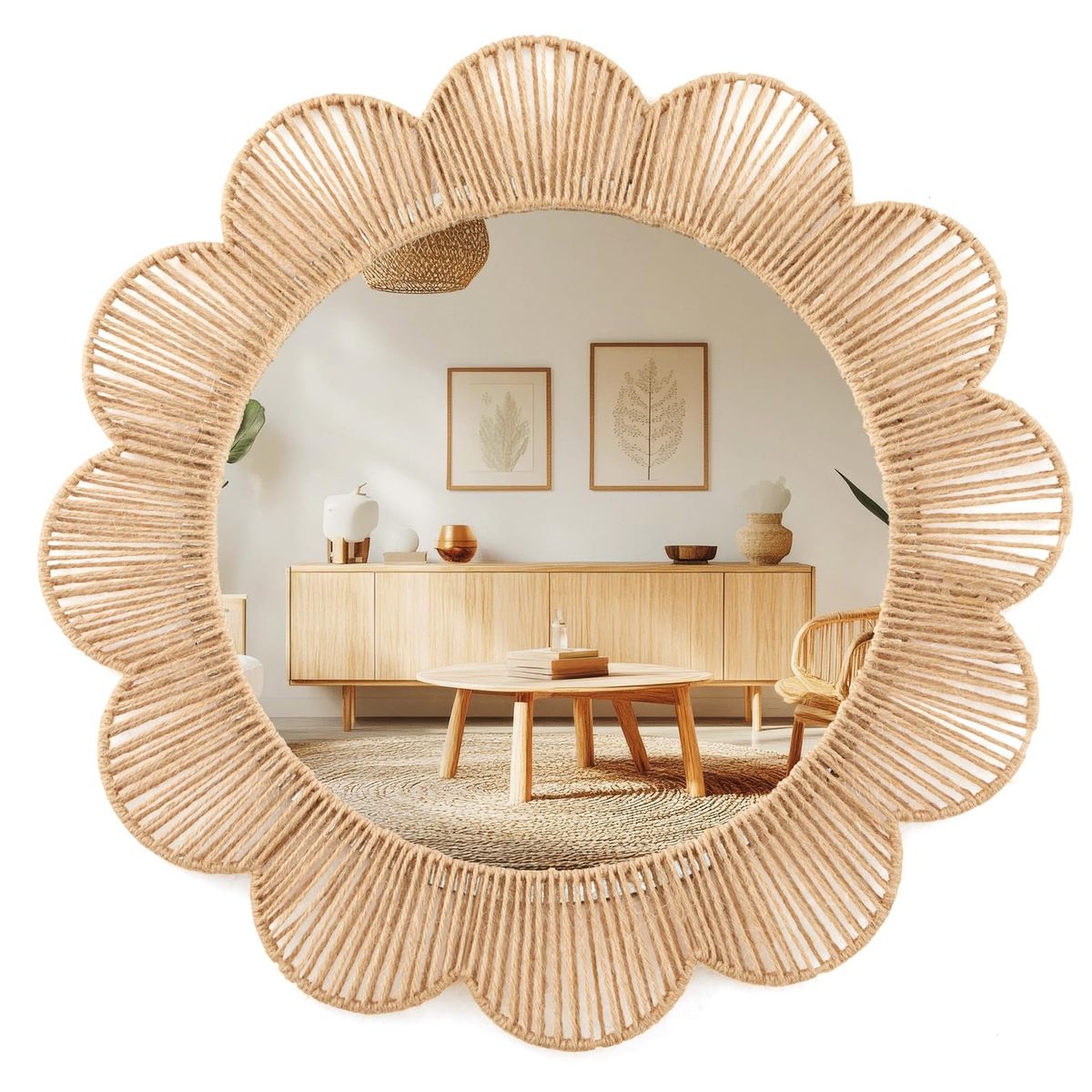 New- Scalloped Wall Mirror Decorative Flower Round Wavy Mirror 24 inch