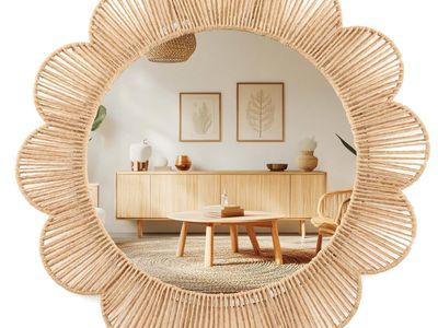 New- Scalloped Wall Mirror Decorative Flower Round Wavy Mirror 24 inch