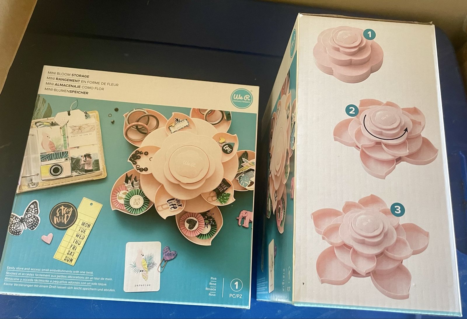 New! We R Memory Keepers Mini Bloom Storage Flower Organizer Pink Rose Craft Supply