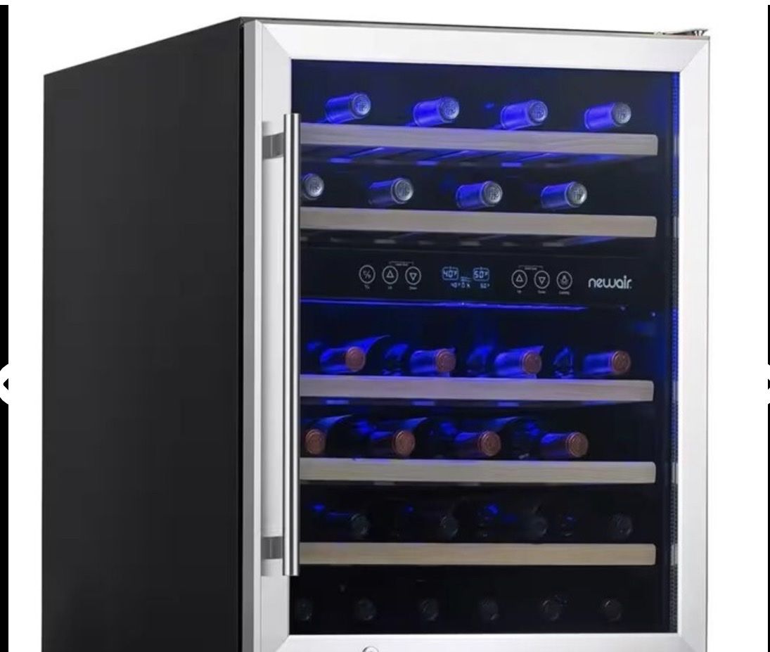 NewAir 24" Dual Zone Wine Fridge, 46-Bottle Capacity, Built-In/Freestanding, Stainless Steel