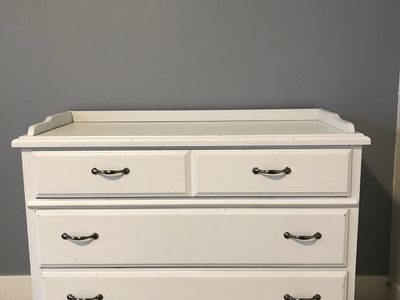 White Wood Dresser Changing Table Combo with 3 Drawers