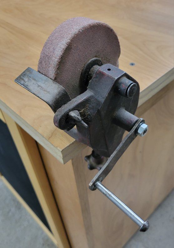 Vintage Hand Crank Grinding Wheel Bench Mount Sharpener Tool