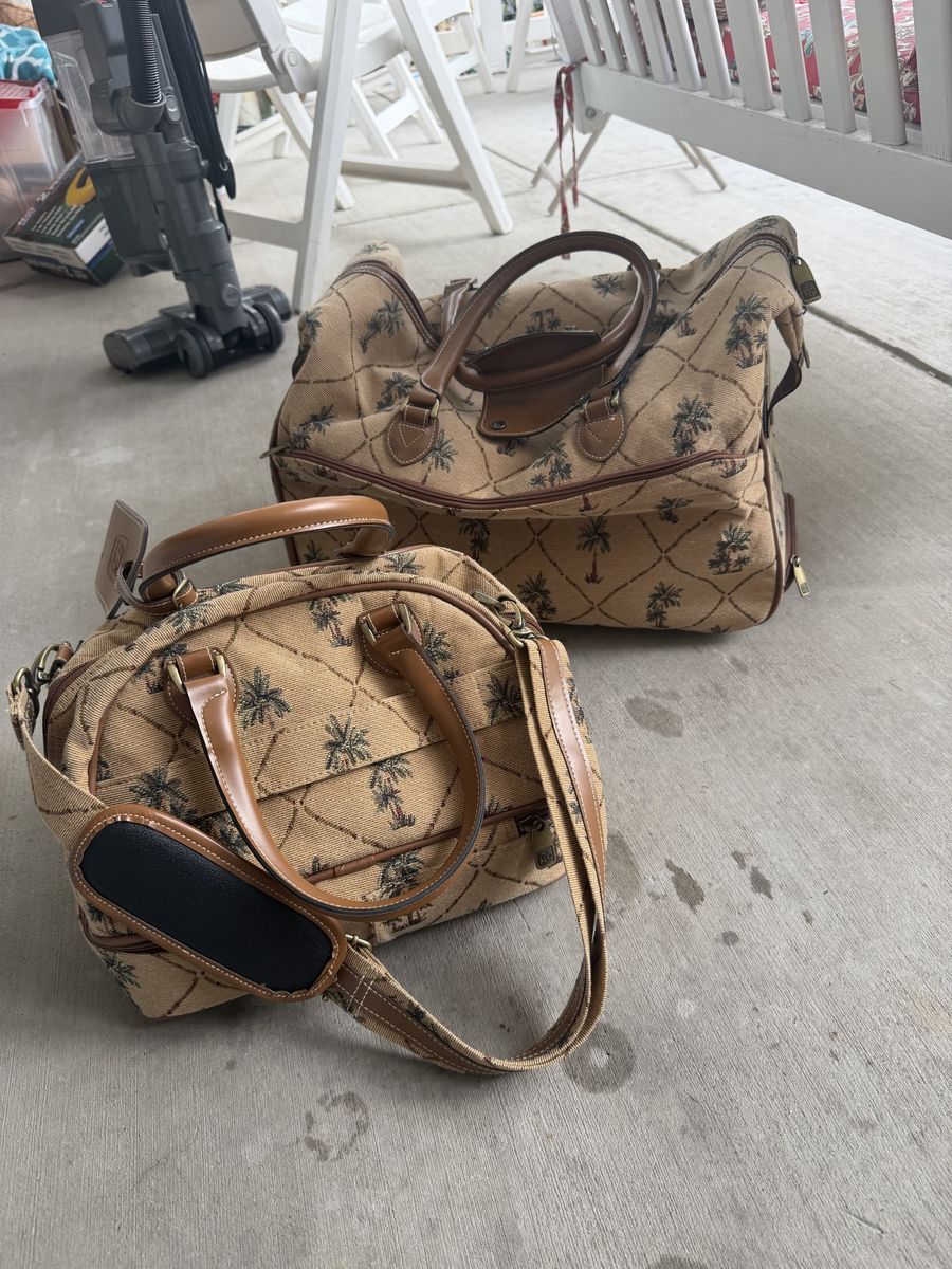 Vintage Palm Tree Tapestry Luggage Set 2-Piece Duffel and Shoulder Bag