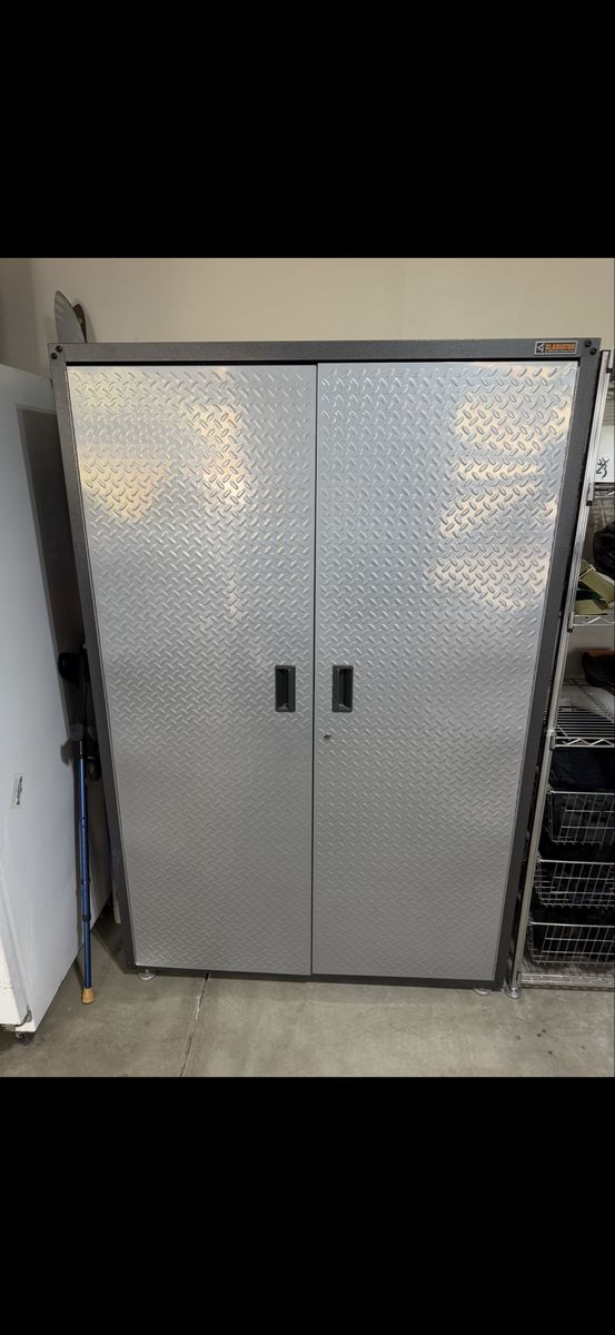 Gladiator Steel Freestanding Garage Cabinet, 48"W x 72"H x 18"D, Silver Tread