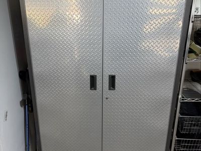 Gladiator Steel Freestanding Garage Cabinet, 48"W x 72"H x 18"D, Silver Tread
