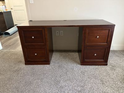 Solid Wood Executive Desk - 62" W with 4 File Drawers, Cherry Finish