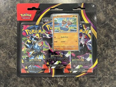 Pokemon TCG Mega Evolution Pitch Black 3 Booster Packs & Binacle Card New Sealed