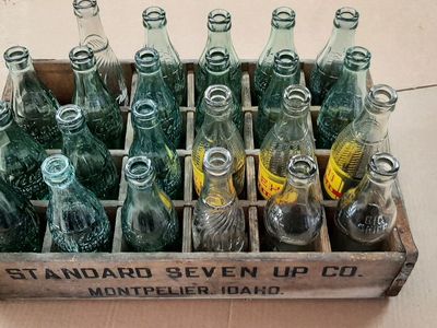 Vintage Soda Bottles and wood crate