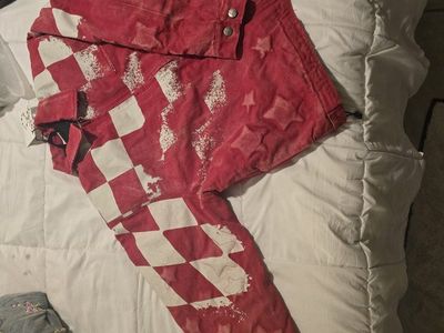 Unique Red & White Checkered Star Pattern Jacket - Size XL