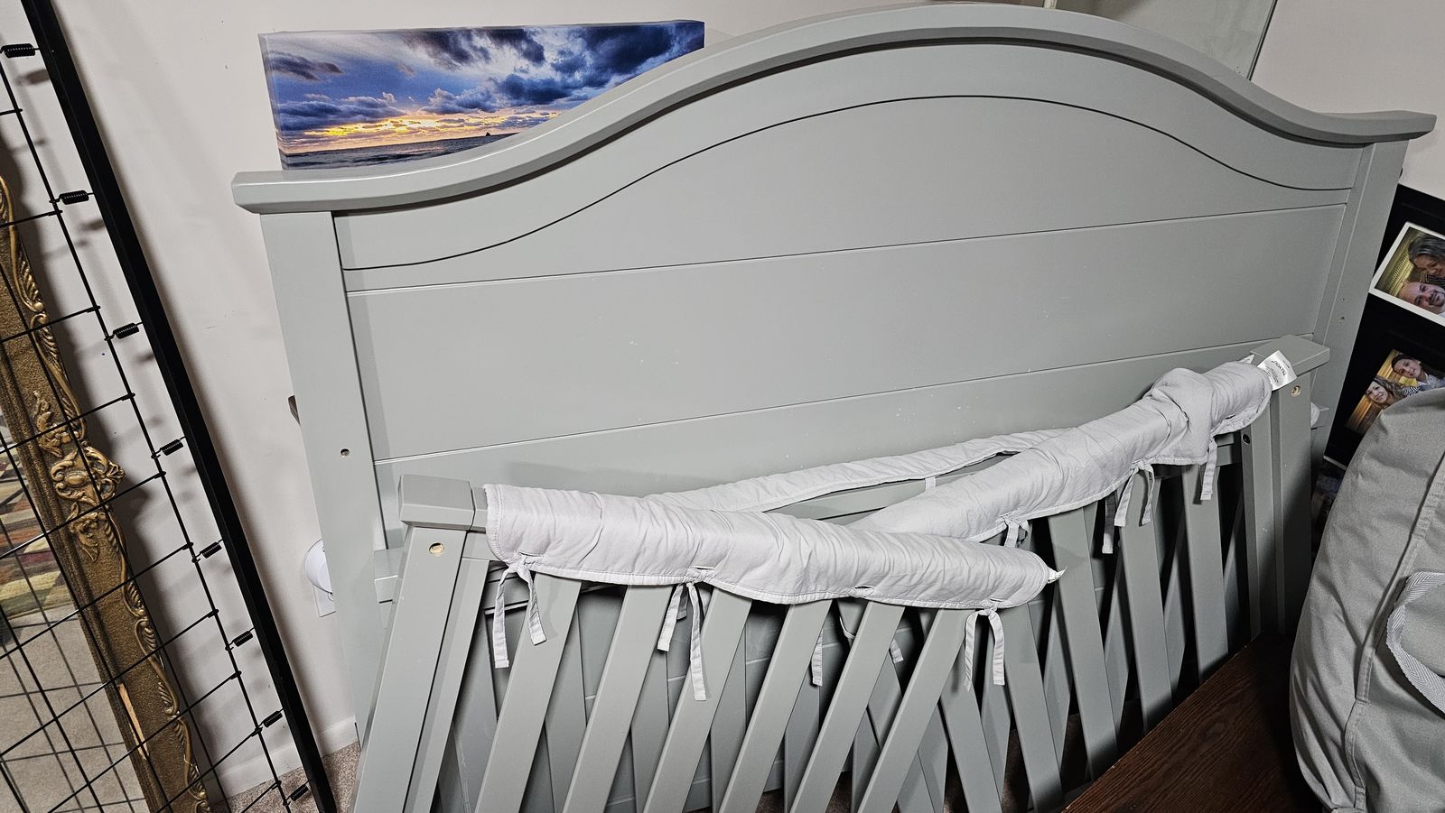Delta Children Asher 3-in-1 Grey Convertible Crib with Mattress - Used