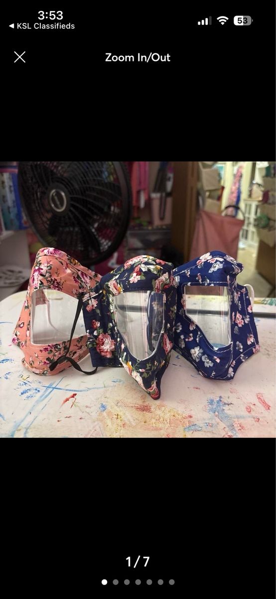 Floral Print Adult Face Masks with Clear Window - Reusable, Adjustable Ear Loops