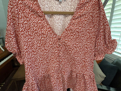Wishlist Apparel burnt orange color women size Small blouse dress baby doll shirt $10 cash/venmo in Draper