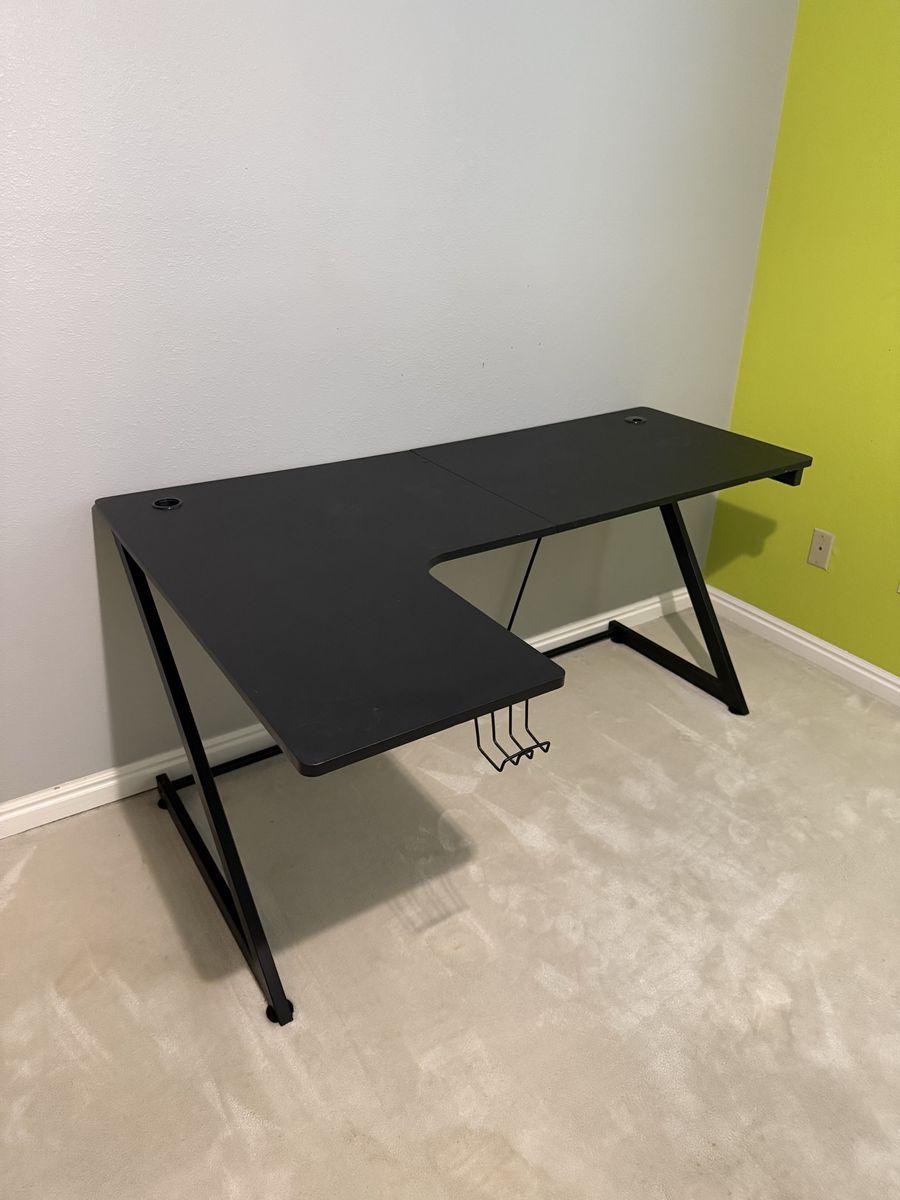 Black L-Shaped Gaming Desk