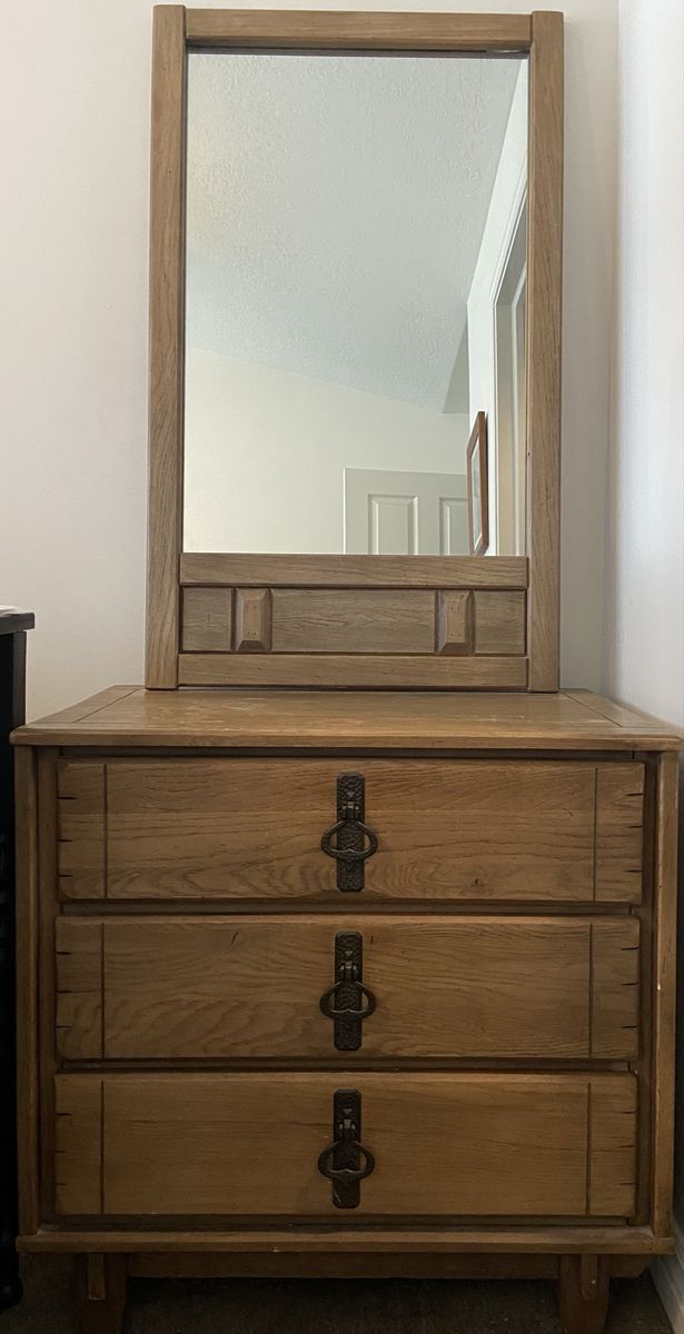 Vintage Solid Wood Bedroom Set - Dressers, Mirror & Nightstand