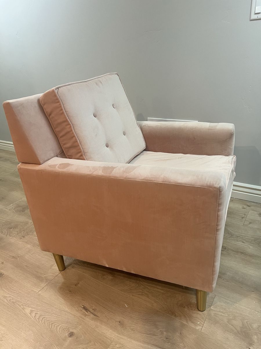 Blush colored velvet chairs