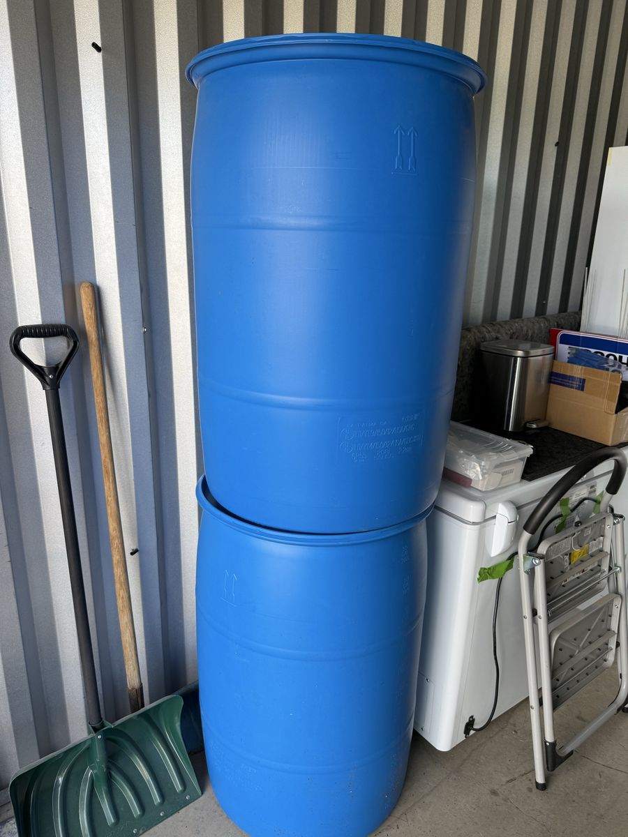 Two 55 Gallon Water Barrels