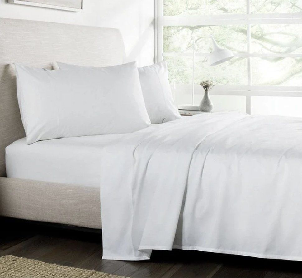 New! Luxurious Johnson Home 300 Thread Count Combed 100% Cotton Sheet Set White Queen