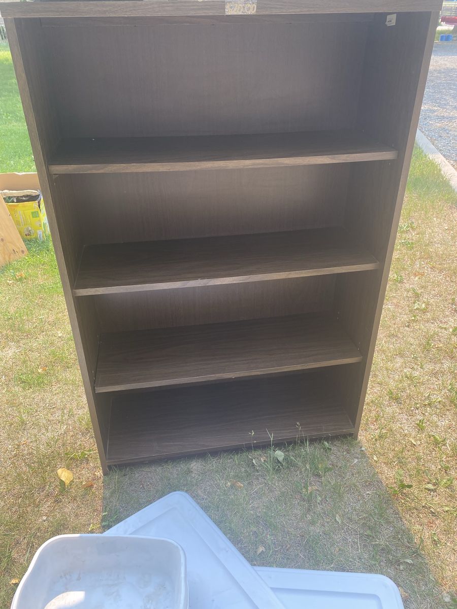 Dark Wood Finish 4-Shelf Bookcase - Versatile Storage Unit