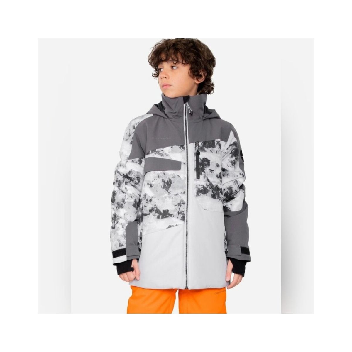 Obermeyer Boys Axel Jacket Ski Snowboard Gray Black Size Teen Medium 10-12