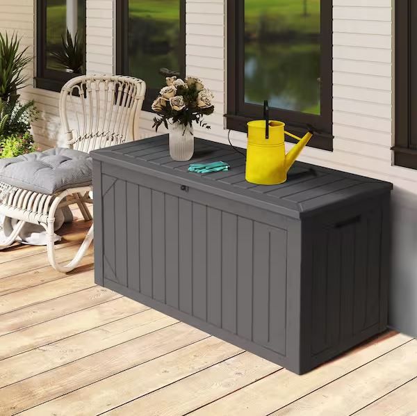 Outdoor Storage Deck Box 100 Gallon – Resin Gray/Light Brown