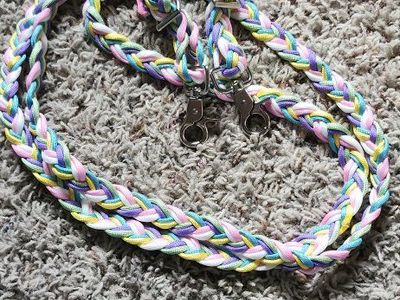 Braided Multi-Color Paracord Horse Reins with Snap Hooks