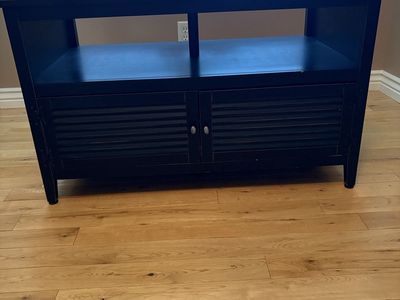 Black Wooden TV Stand Media Console with Shutter Doors and Open Shelving