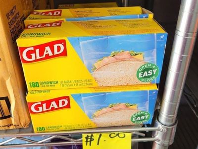 Glad* Fold Top Sandwich Bags 180ct
Clear Plastic