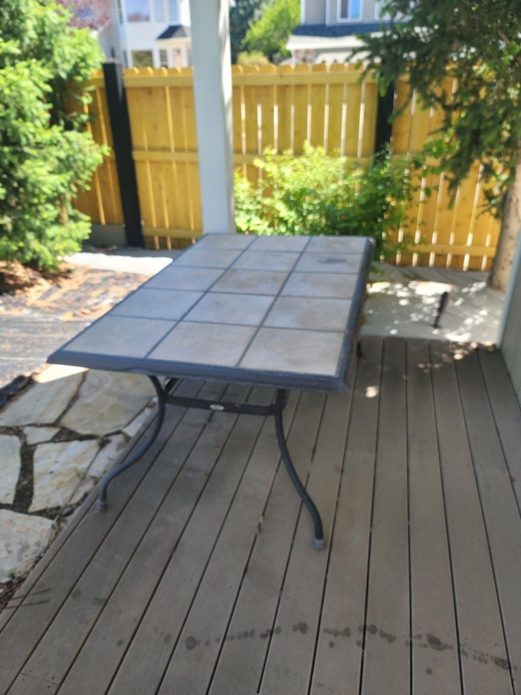 Outdoor Patio Dining Table with Tile Top - Durable & Stylish