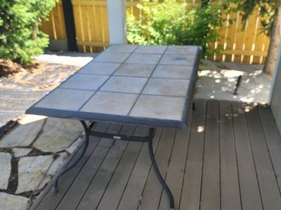 Outdoor Patio Dining Table with Tile Top - Durable & Stylish