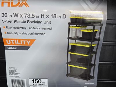 Brand new HDX 5-Tier Plastic Shelving Unit. 2 available $50 each