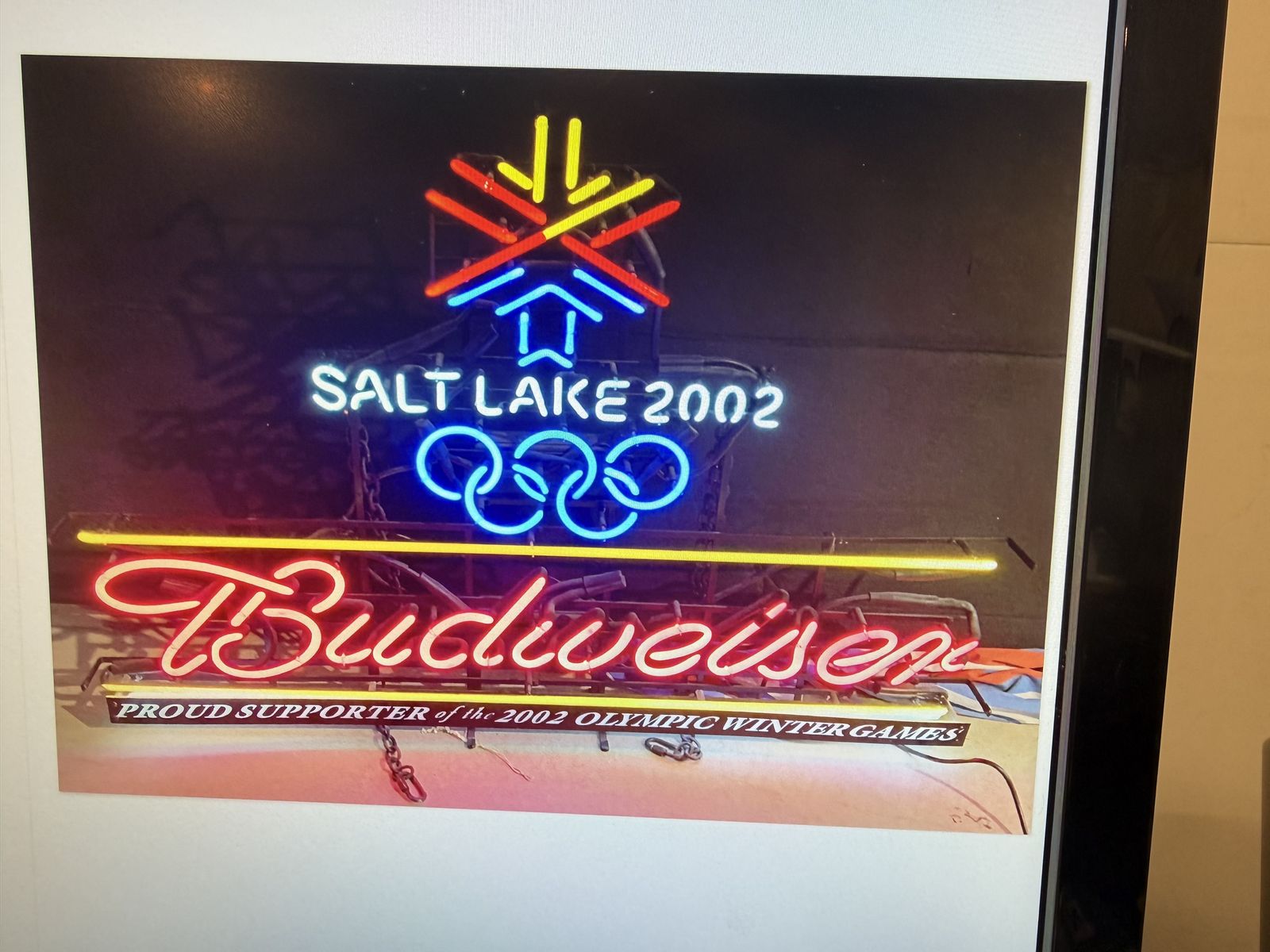 Salt Lake 2002 Winter Olympics Budweiser Neon Sign