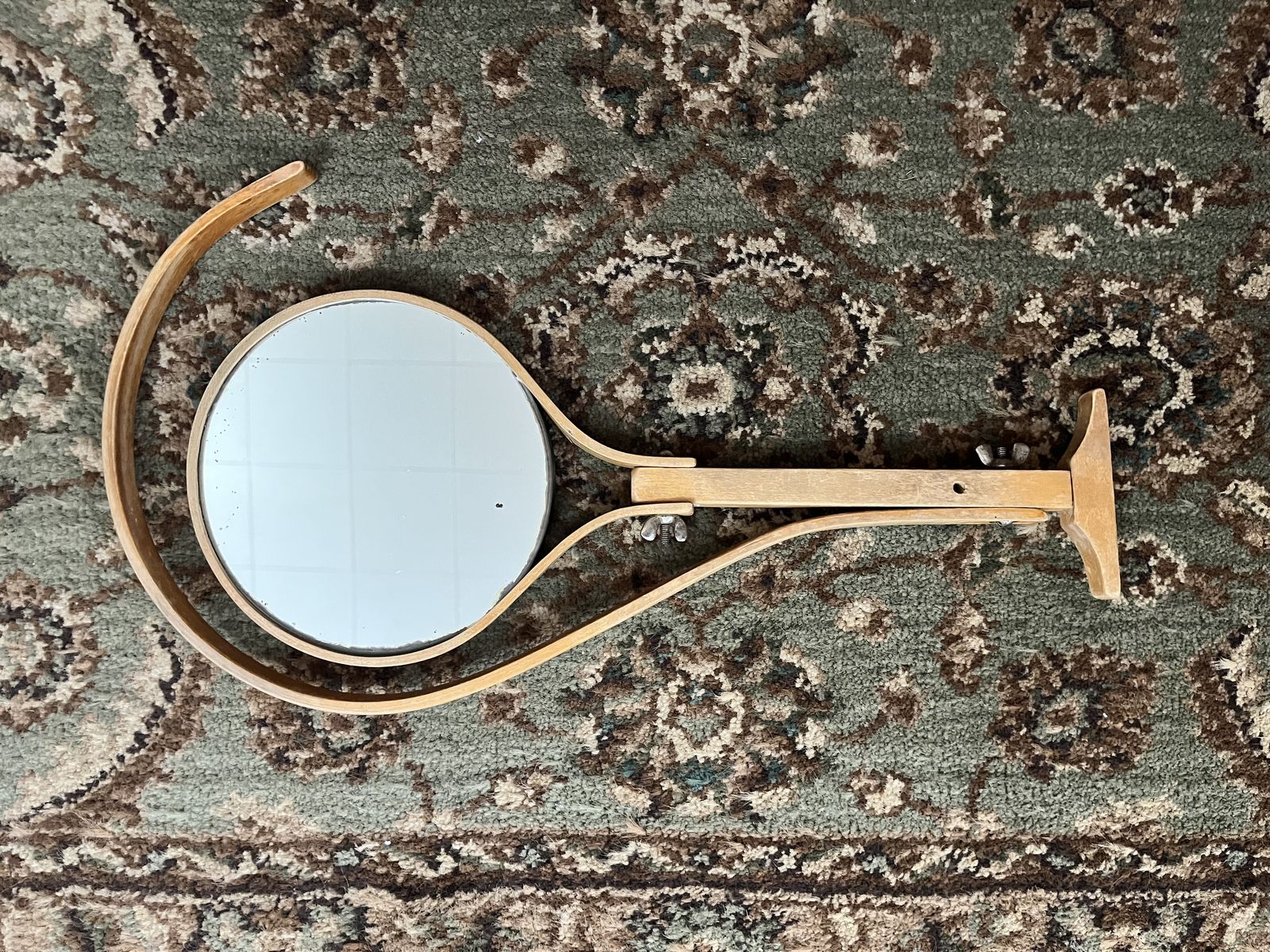 1920's Bent Wood Men's Neck Hanging Shaving Mirror -Antique