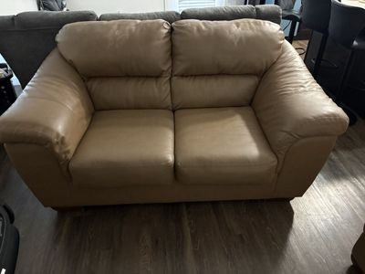 Love seat couch with ottoman