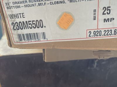 Blum 230M5500 22 Inch Bottom Mount Self-Closing Drawer Runners White Multi-Pack