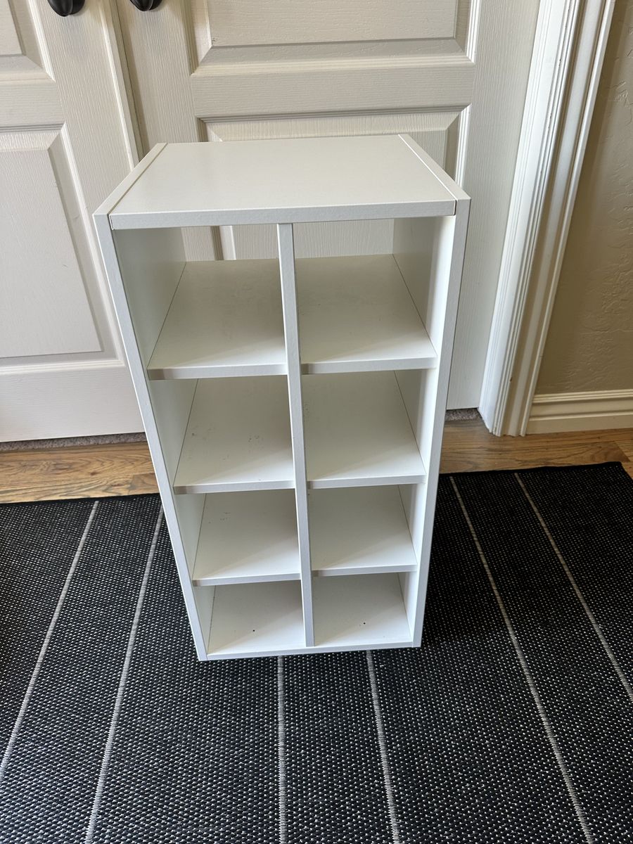 White Cube Storage for Shoes  - 8 Cubby Wood Shelf Unit