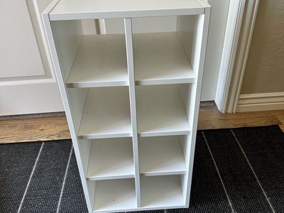 White Cube Storage for Shoes - 8 Cubby Wood Shelf Unit