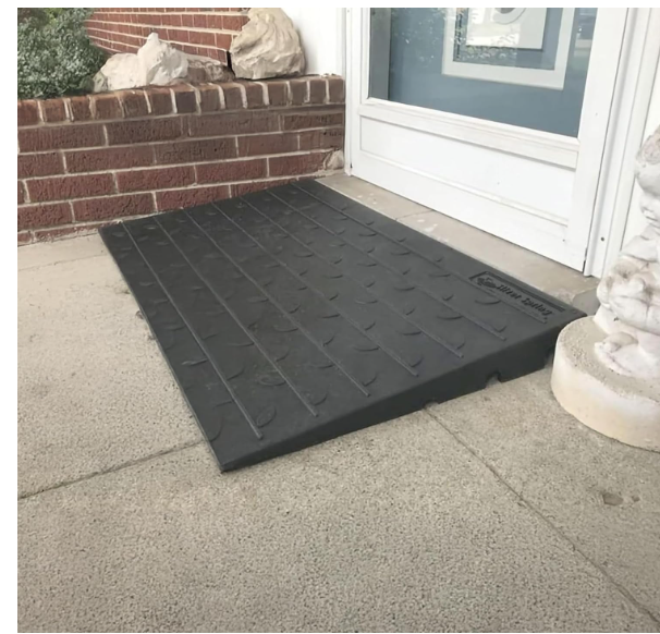 Threshold Wheelchair Ramp, Solid Rubber 3" Riser with 3 Channels, Mobility Ramp for Wheelchairs, Scooters, Power Chairs