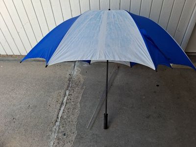 Large Blue and White Golf Umbrella - Windproof Double Canopy