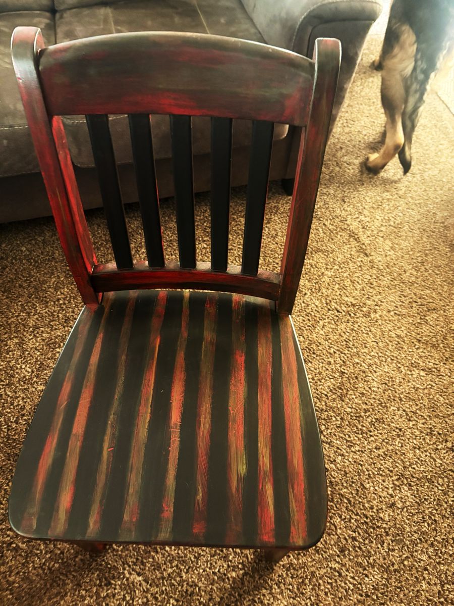 Real wood antiqued chair refurbished.