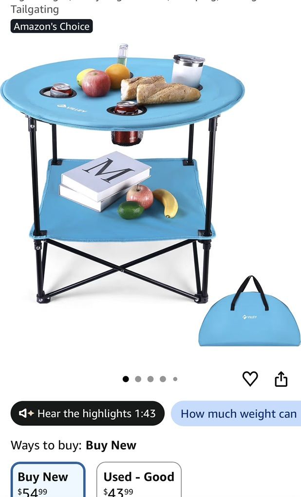 Two tier camping table