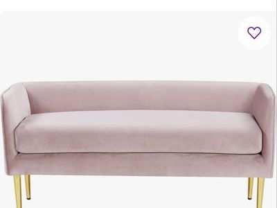Everly Quinn Audrey Manuel 52" Pink Velvet Upholstered Bench with Gold Legs