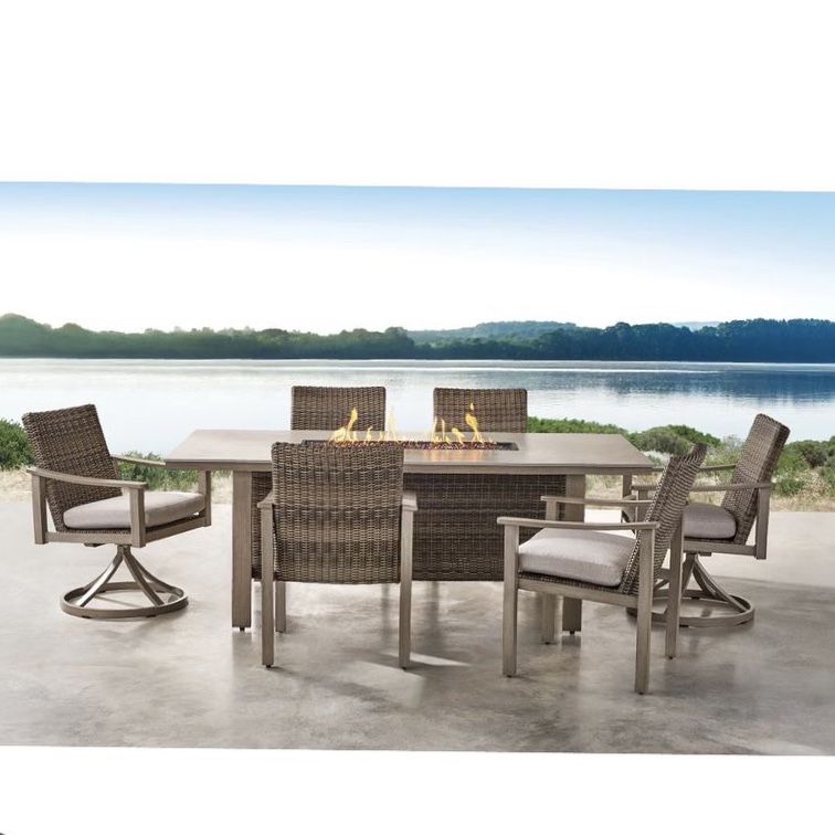 Member's Mark Hampton Fire Dining Set with Sunbrella Fabric, 7pc