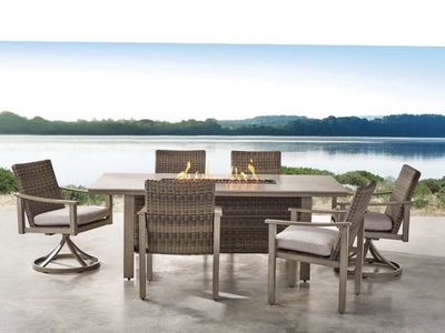 Member's Mark Hampton Fire Dining Set with Sunbrella Fabric, 7pc