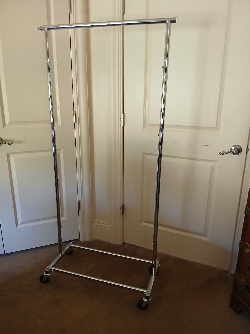 Standard Rod Clothing Garment Rack, Rolling Clothes Organizer on Wheels