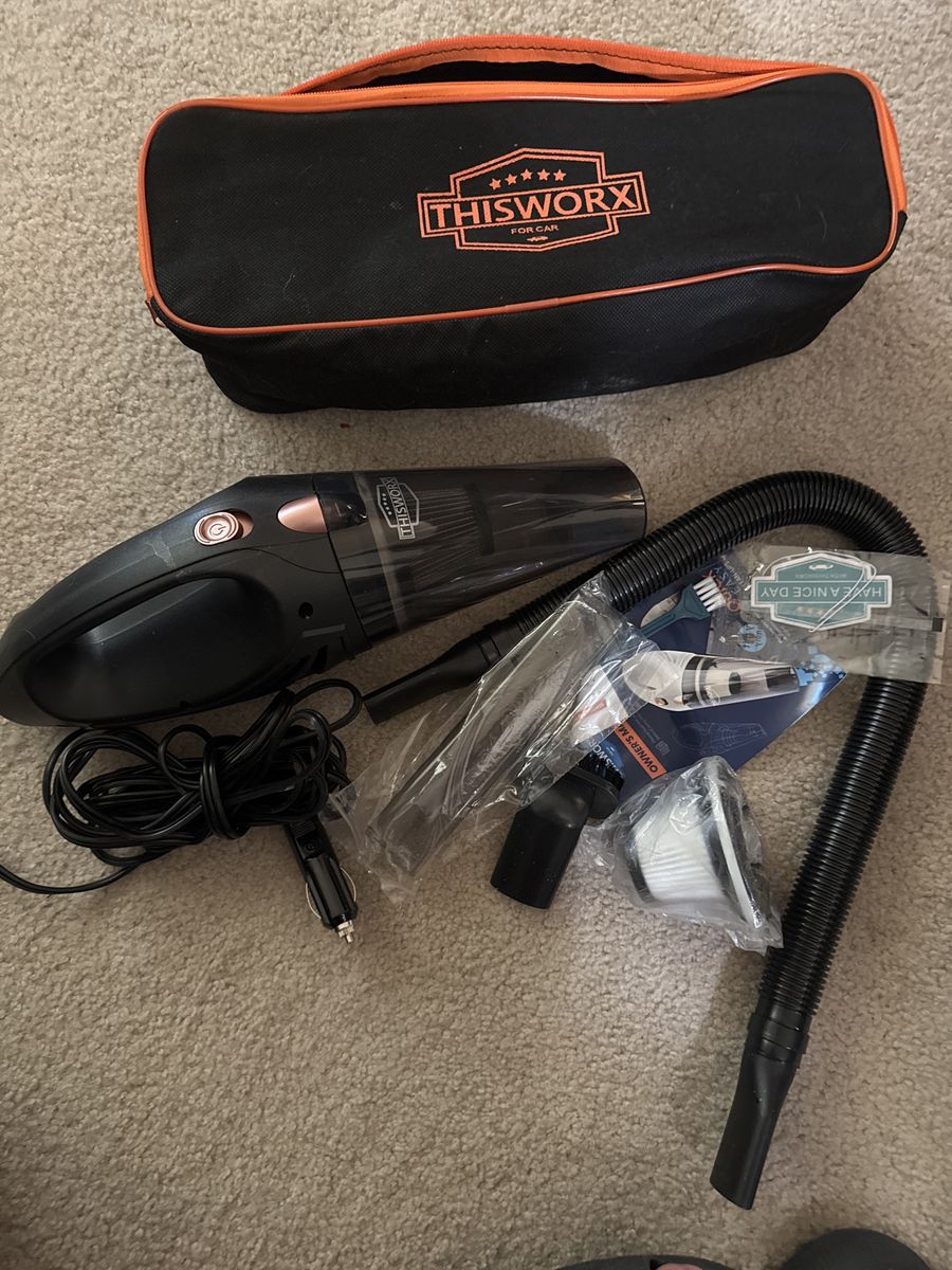 THISWORX Portable Car Vacuum Cleaner - 12V High Power Handheld Auto Vacuum with Bag