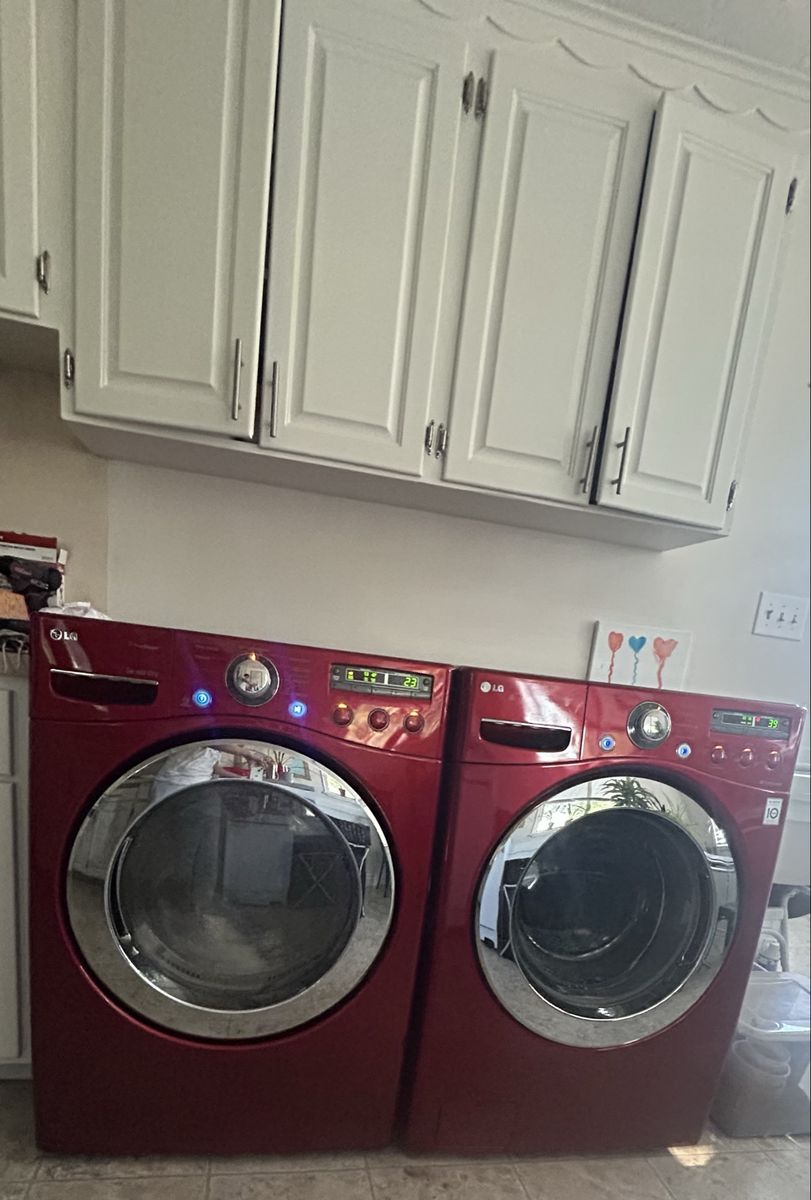 LG Front Load Washer and Dryer Set - Red