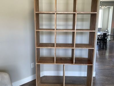 Large Wooden Cubby Bookcase / Storage Shelf with Distressed Finish