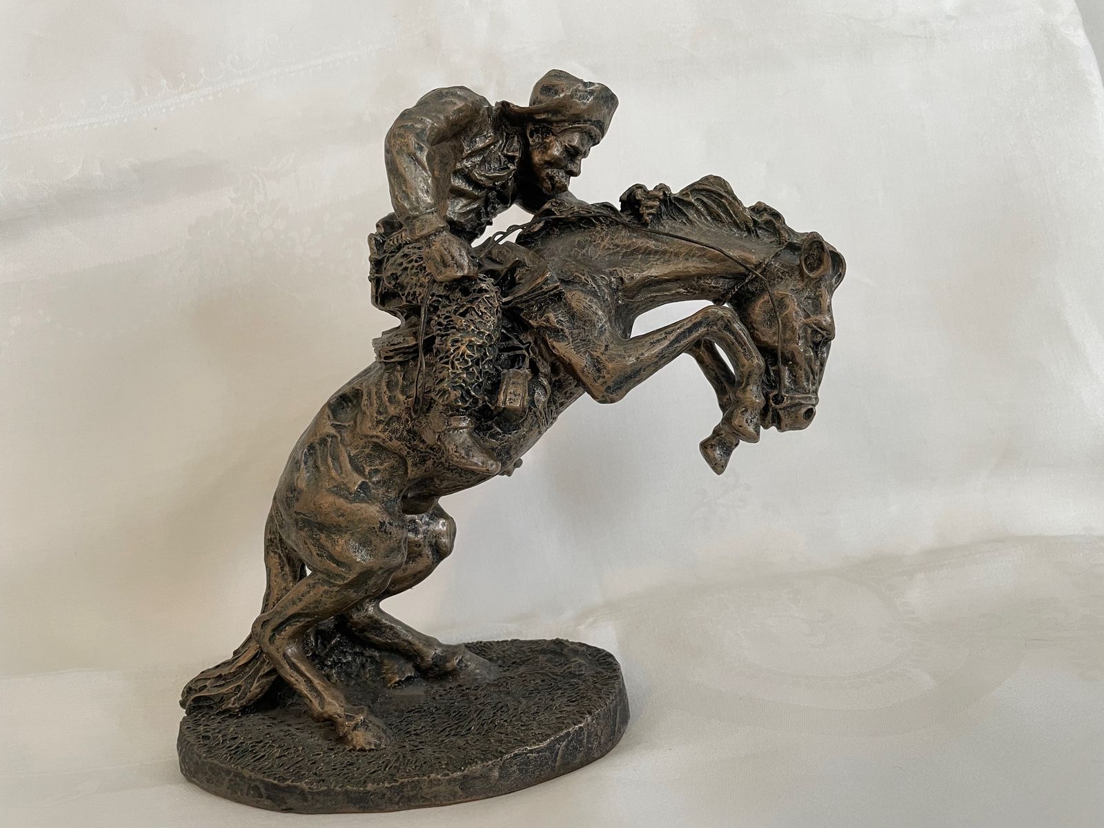 Vintage Frederic Remington "The Bronco Buster" Bronze Sculpture Reproduction