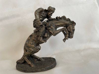 Vintage Frederic Remington "The Bronco Buster" Bronze Sculpture Reproduction