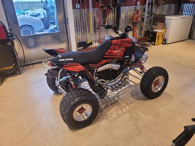 Used Polaris Predator 500 ATV - Red/Black, Custom Graphics, Excellent Condition